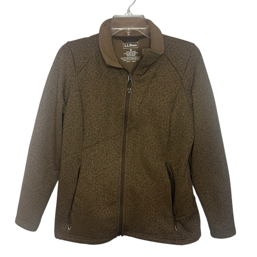 LLBean Fleece Lined Softshell Jacket Women’s M Brown Zip Up Outdoor - Picture 11 of 12